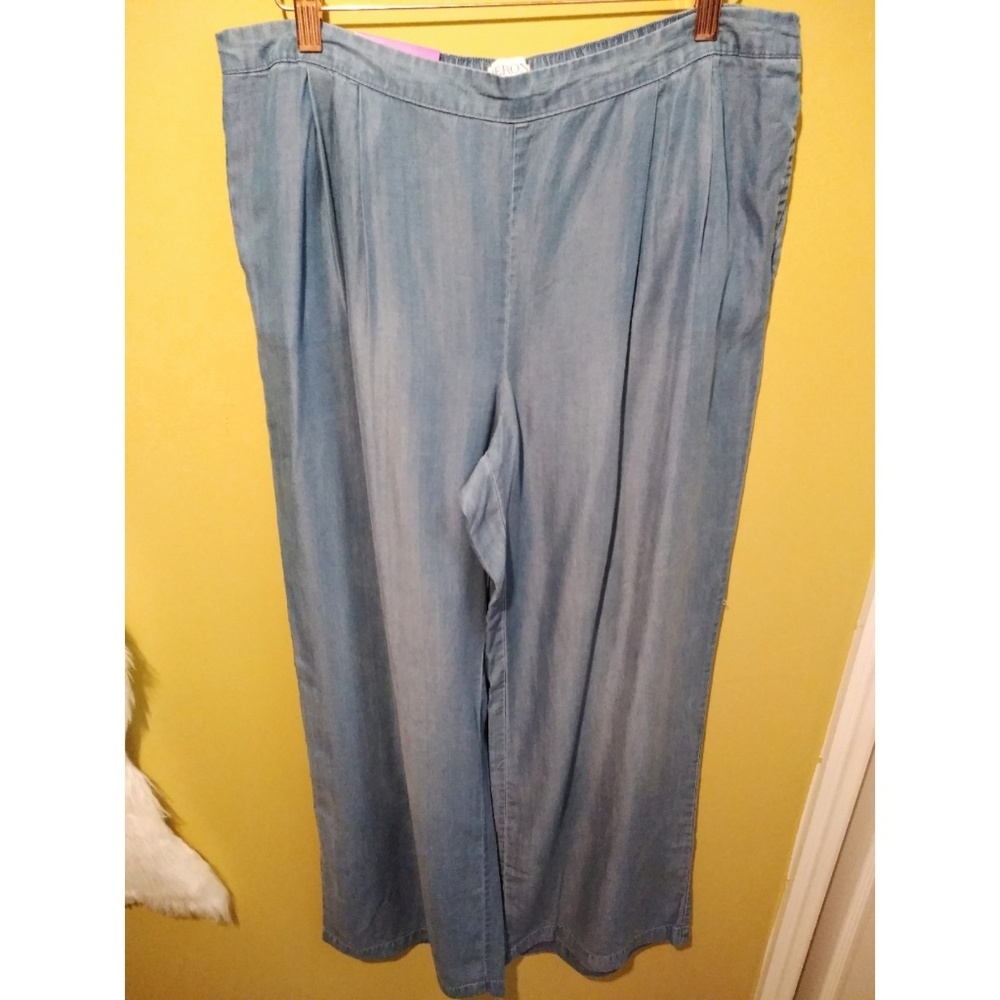 Wide Leg Denim Trousers